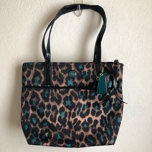 Coach leopard shoulder purse